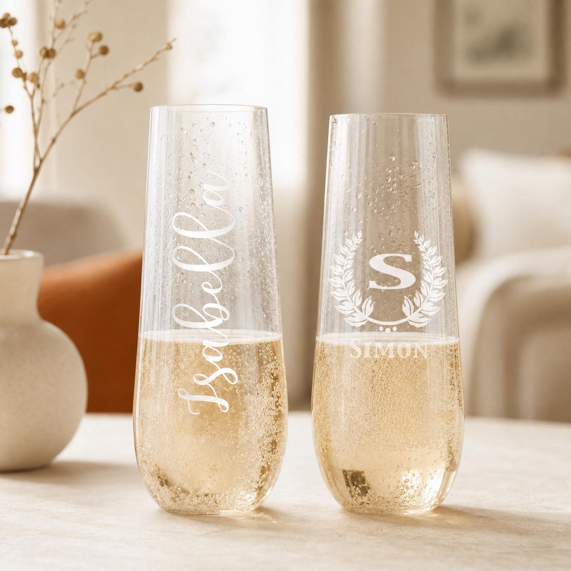 Personalized Champagne Glass, Laser Engraved | Wedding & Bridal Shower Gift