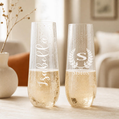 Personalized Champagne Glass, Laser Engraved | Wedding & Bridal Shower Gift