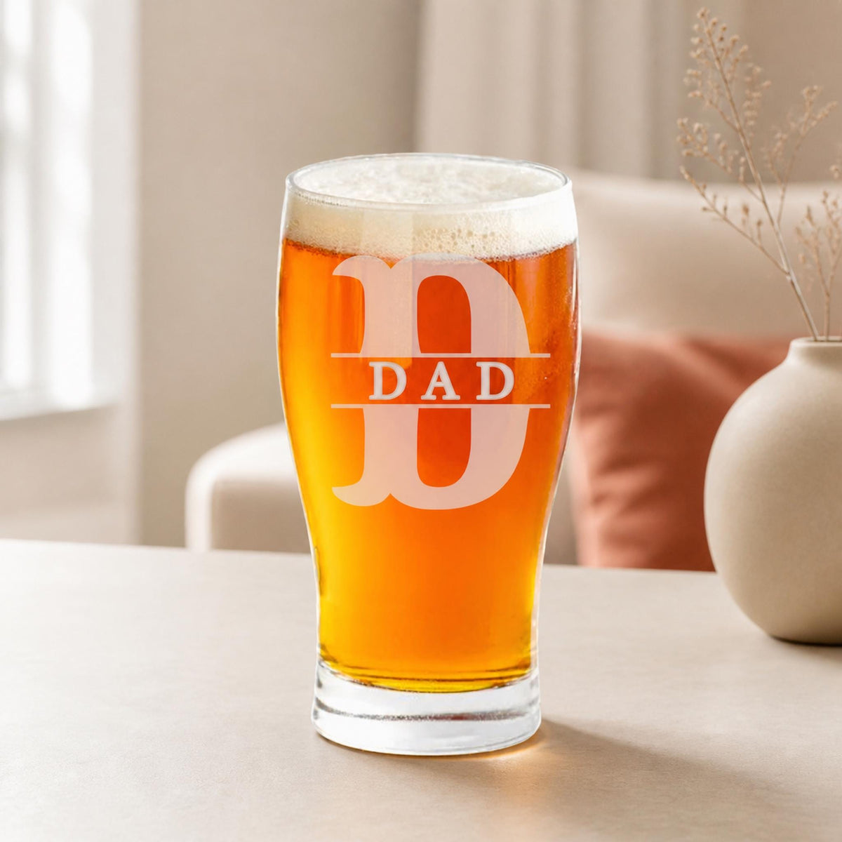 Personalized Dad Beer Glass | Custom Monogrammed 16 oz Gift