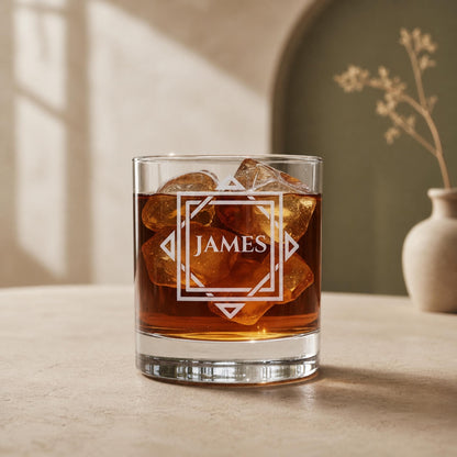 10.5 oz Custom Name Personalized Whiskey Glass - Engraved Bourbon Scotch Glass – Gift Him, Groomsmen, Father’s Day, Birthday, Anniversary