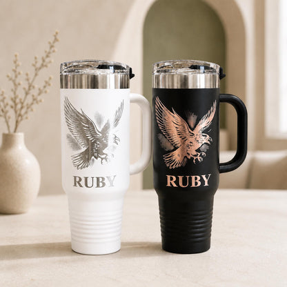 Bird Crow Engraved 40 oz Tumbler with Handle Gothic Travel Mug