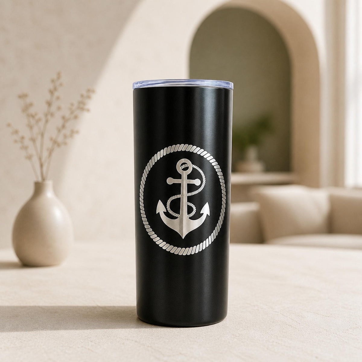 Nautical Anchor Tumbler, Boat Captain Custom Engraved Cruise Gift