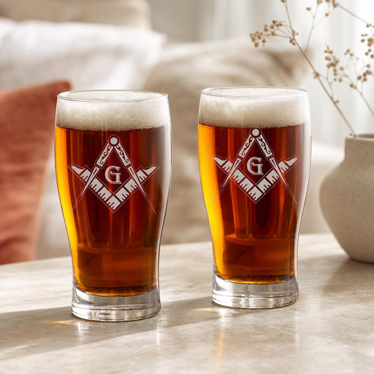 Freemason Personalized Pint Glass – Laser Engraved Masonic Lodge Gift for Men