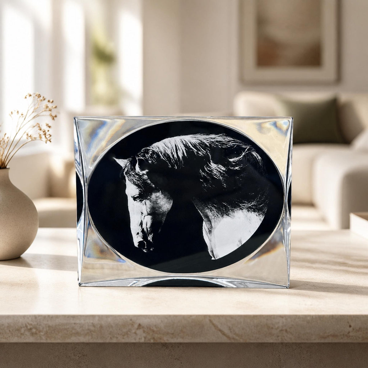 Laser Engraved Horse Portrait Plaque: Equestrian Home Decor (4x5in