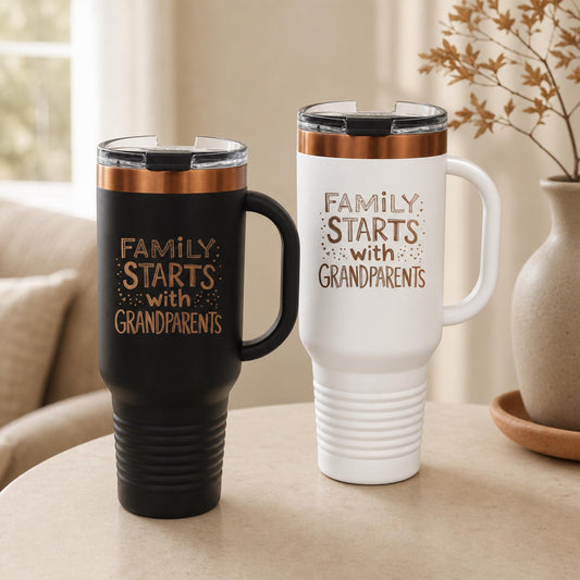 Personalized Grandparents Tumblers, Custom Laser Engraved Gift Cups for Grandmother, Grandfather Birthdays, Anniversaries Holidays
