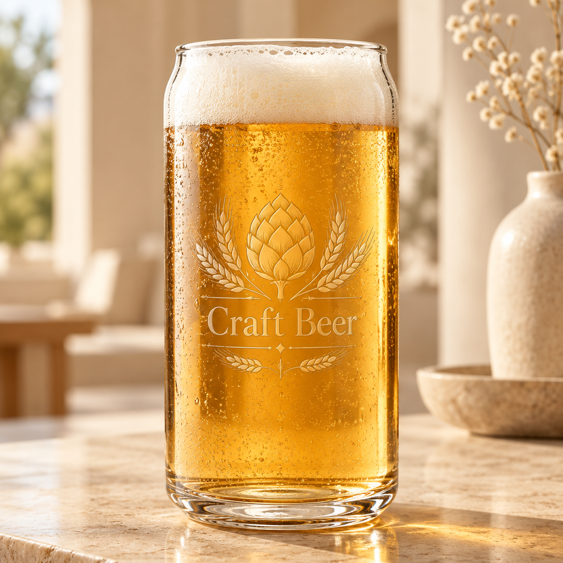 Custom Logo Beer Can Glass 16 oz – Laser Engraved Can Shaped Glass, Personalized Corporate, Wedding & Party Gift
