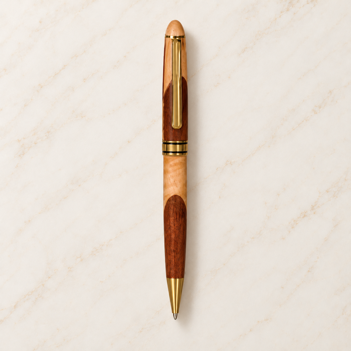 Engraved Maple and Rosewood Pen — Two-Tone Personalized Wooden Pen
