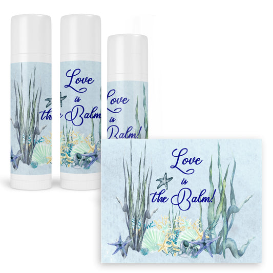 ocean party favor labels for lip balm tubes, love ia the balm stickers