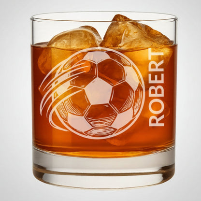 personalized soccer whiskey glass