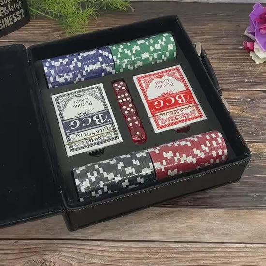 Engraved Personalized Poker Set, Poker Gift Set for Man Husband Boyfriend, Poker Gift for Birthday,  Monogram Name Groomsmen Gifts