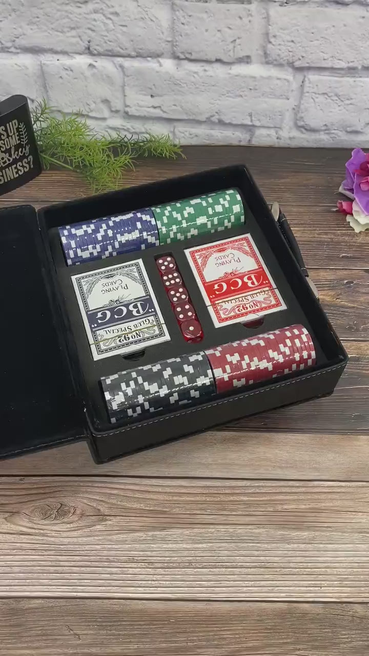 Engraved Personalized Poker Set, Poker Gift Set for Man Husband Boyfriend, Poker Gift for Birthday,  Monogram Name Groomsmen Gifts