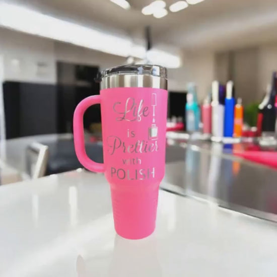 Personalized Nail Salon Tumbler with Handle 40 Oz