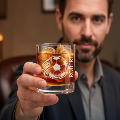 Personalized Soccer Whiskey Glass
