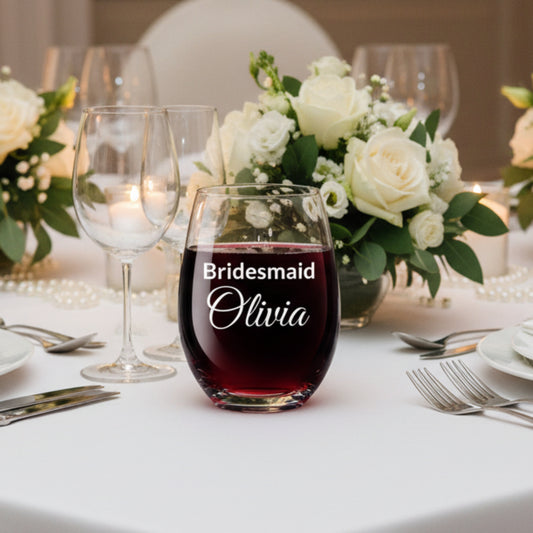 bridesmaid custom name wine glass