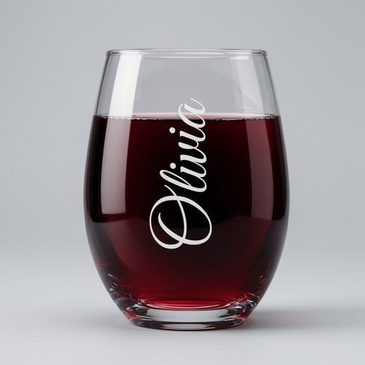 Personalized Name Wine Glass 9 oz – Custom Stemless Wine Glass Gift