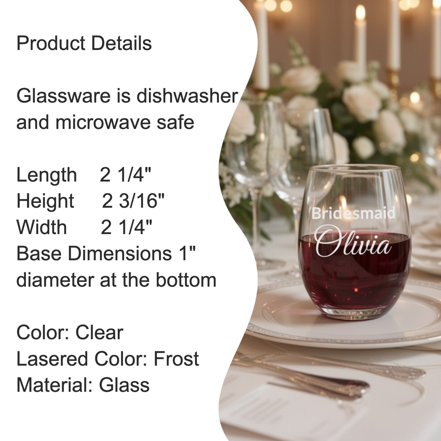Bridesmaid Wine Glass 9 oz – Personalized Bridesmaid Glass Gift