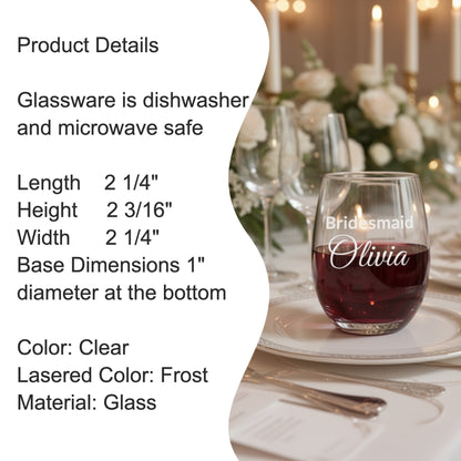 Bridesmaid Wine Glass 9 oz – Personalized Bridesmaid Glass Gift