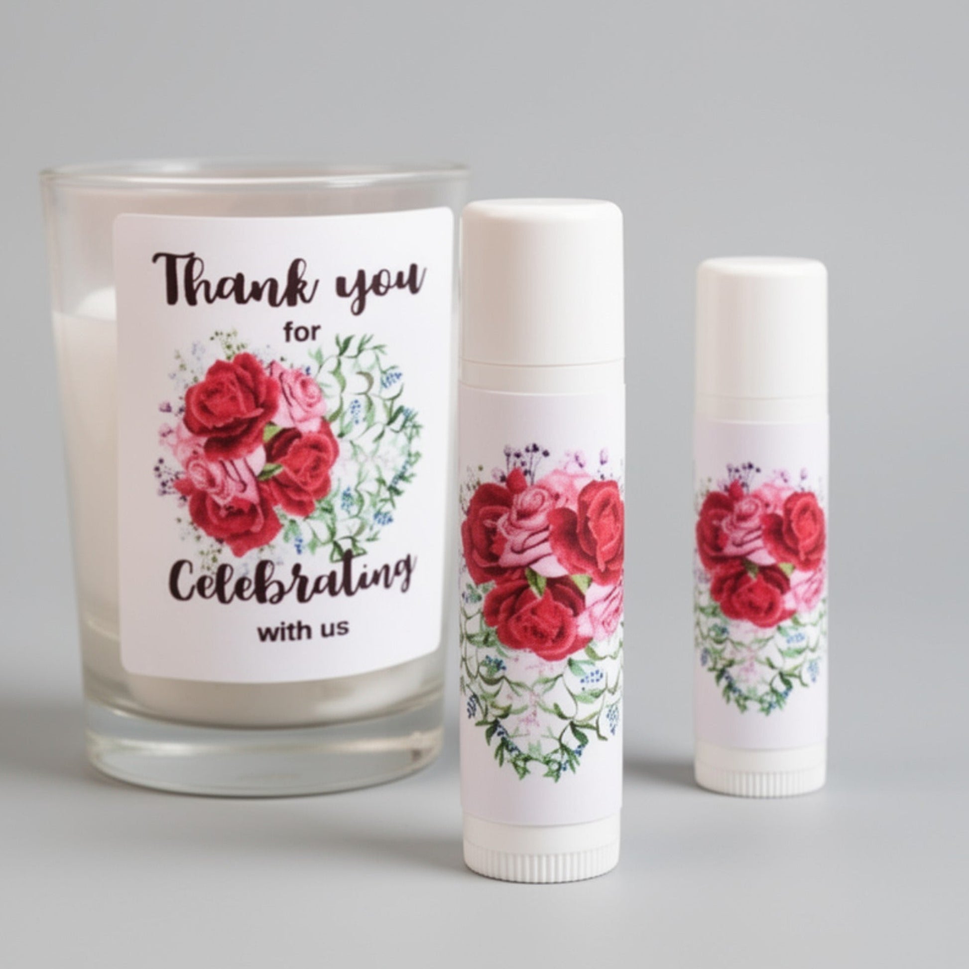Red rose lip balm labels