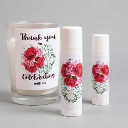Red rose lip balm labels