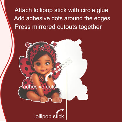 Ladybug Baby Shower  DIY Centerpieces African American Girl Cutouts Table Decor