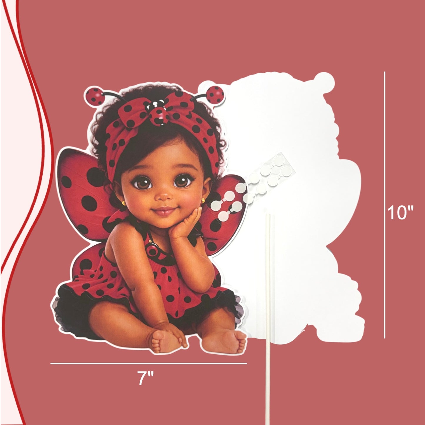 Ladybug Baby Shower  DIY Centerpieces African American Girl Cutouts Table Decor