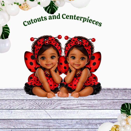 Ladybug Baby Shower  DIY Centerpieces African American Girl Cutouts Table Decor