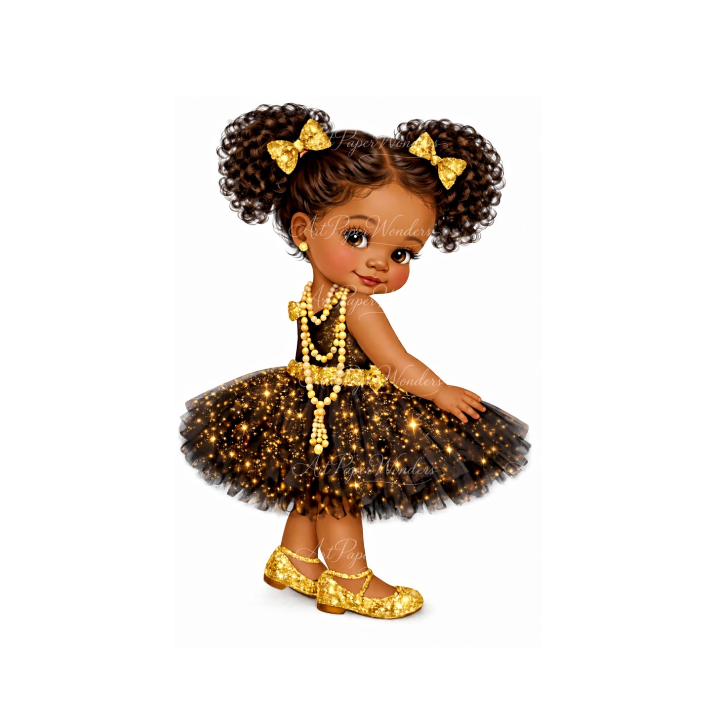 Black Gold Baby Girl Clipart – Baby Shower Printable PNG