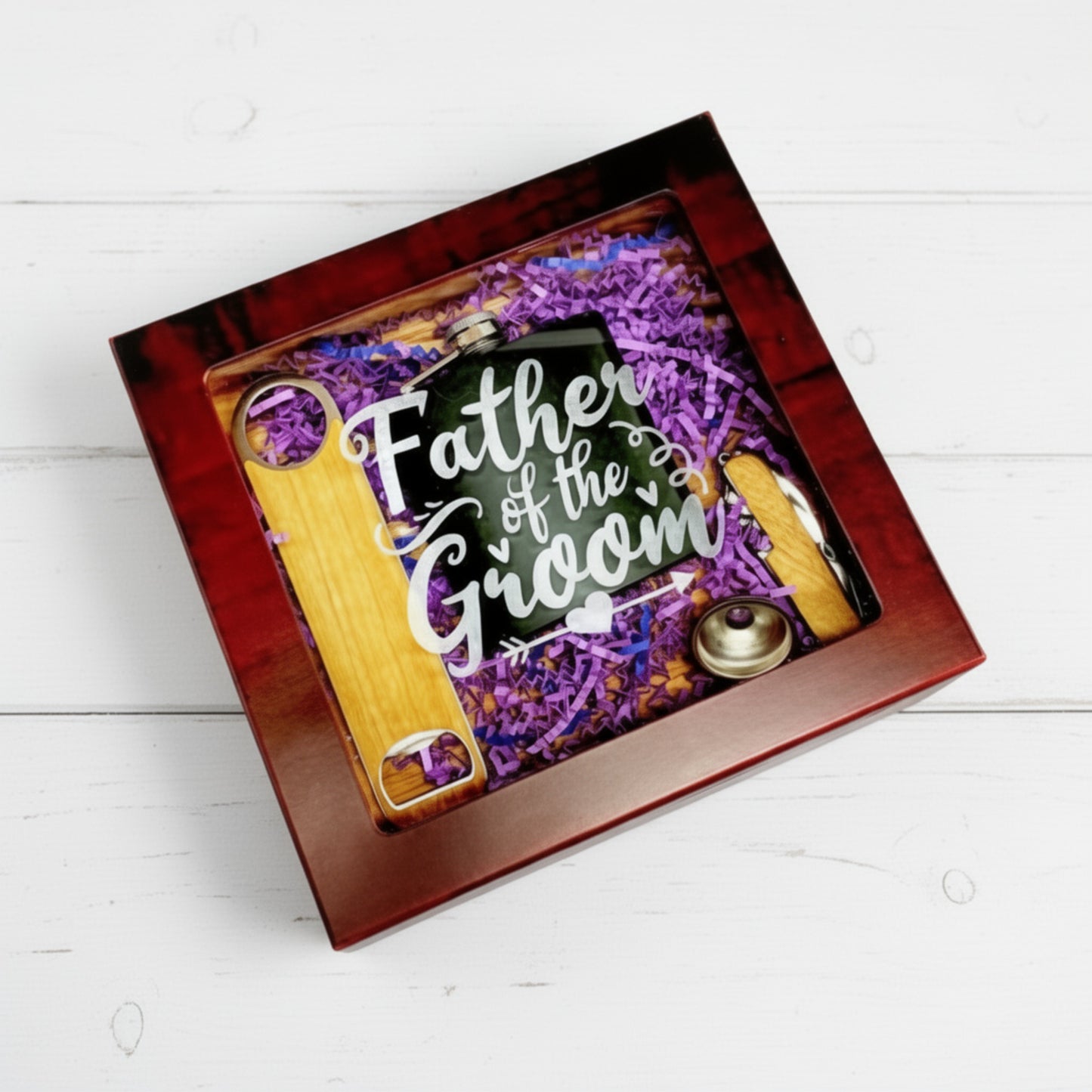custom wood cigar humidor gift set with glass top