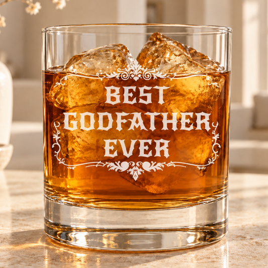 Classic Vintage Godfather Whiskey Glass – Best Godfather Ever 10.5 oz Glass