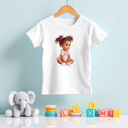 Strawberry African American Baby Girl Digital Clipart