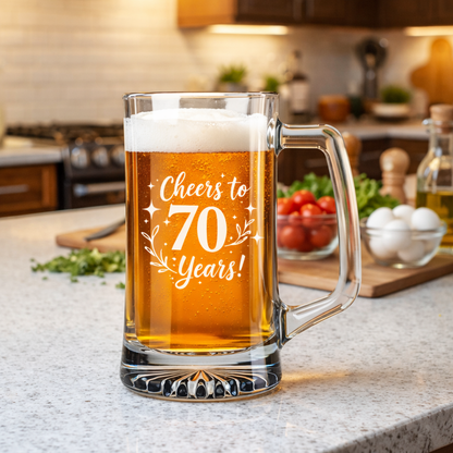 Cheers to 70 Years Beer Mug with Handle 