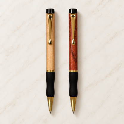 Engraved Wooden Pen with Gripper — Personalized Rosewood or Maple Pen