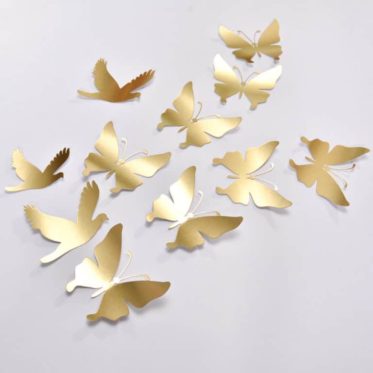16 Gold Butterfly Wall Decor, Gold Butterfly Wedding Decoration --