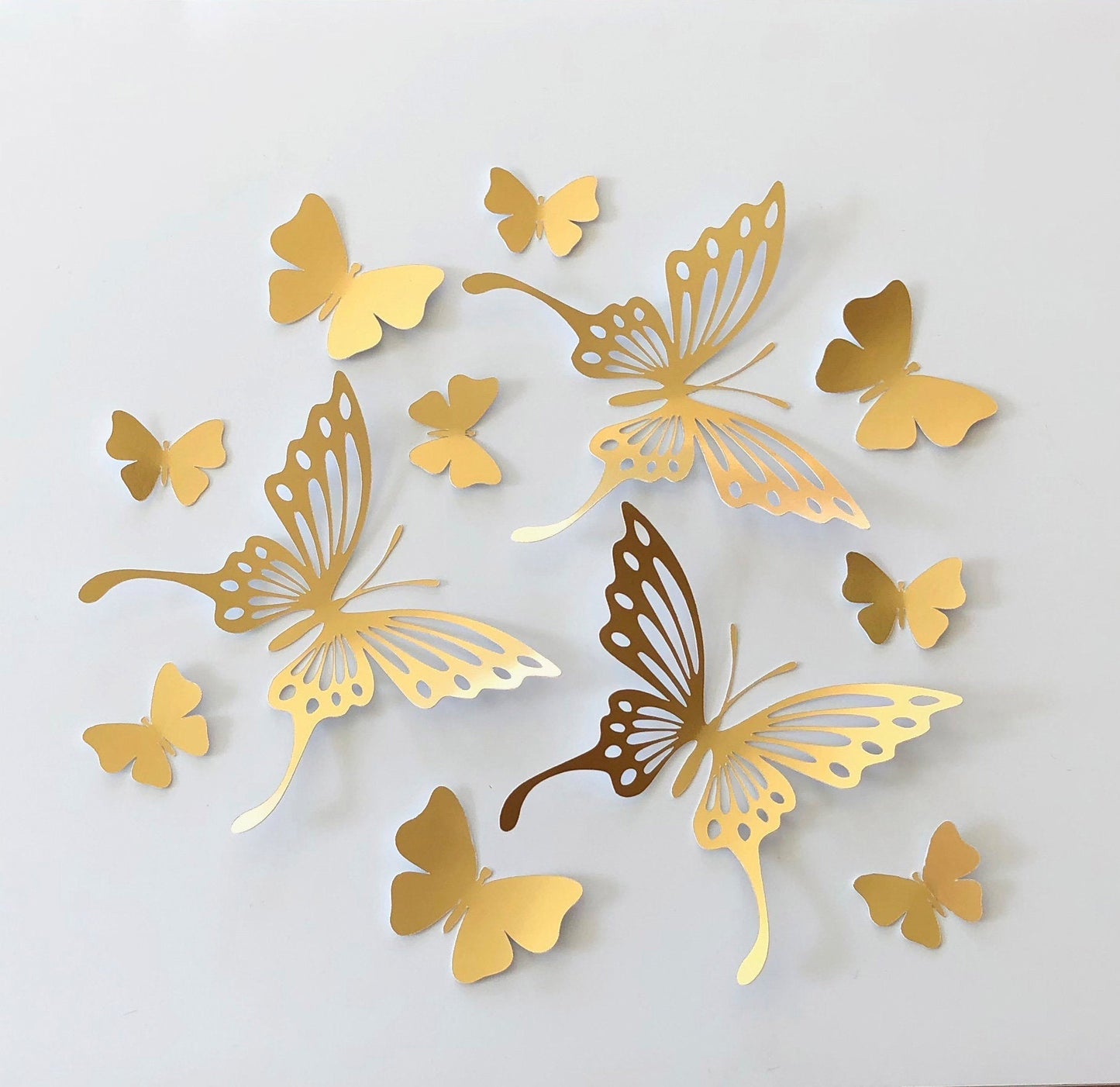 26 Gold Butterfly Wall Decal, Gold Paper Butterflies, Butterfly Wedding Decor --