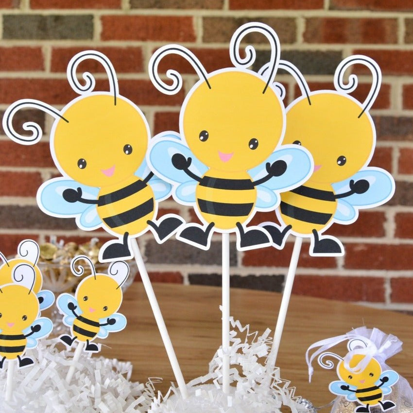 3 Bee Table Decorations, Bee Centerpieces, Bee Baby Shower Decorations, Bee Party Decor, Bee Birthday, Bee Garden, Bee Decorations for Party --