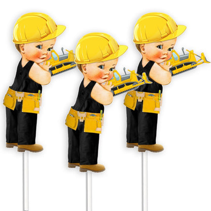 3 Construction Baby Centerpieces, Baby Shower Birthday Table Decor -Construction-Construction Baby Centerpieces