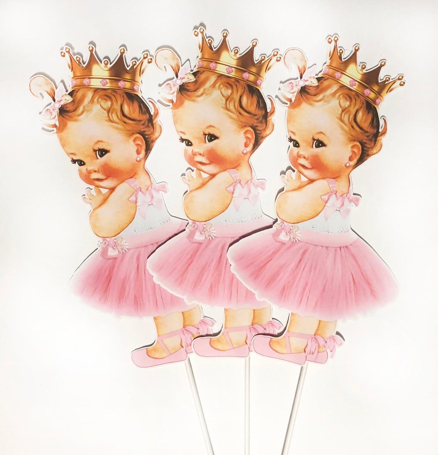 3 Little Princess Centerpieces Blonde Baby Shower Decor Royal Birthday -princess-princess baby shower