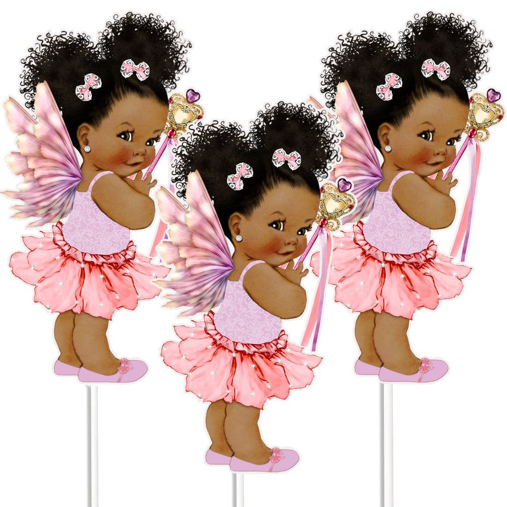 3 Mint Fairy Centerpieces African American Birthday Table Decor -princess-princess baby shower