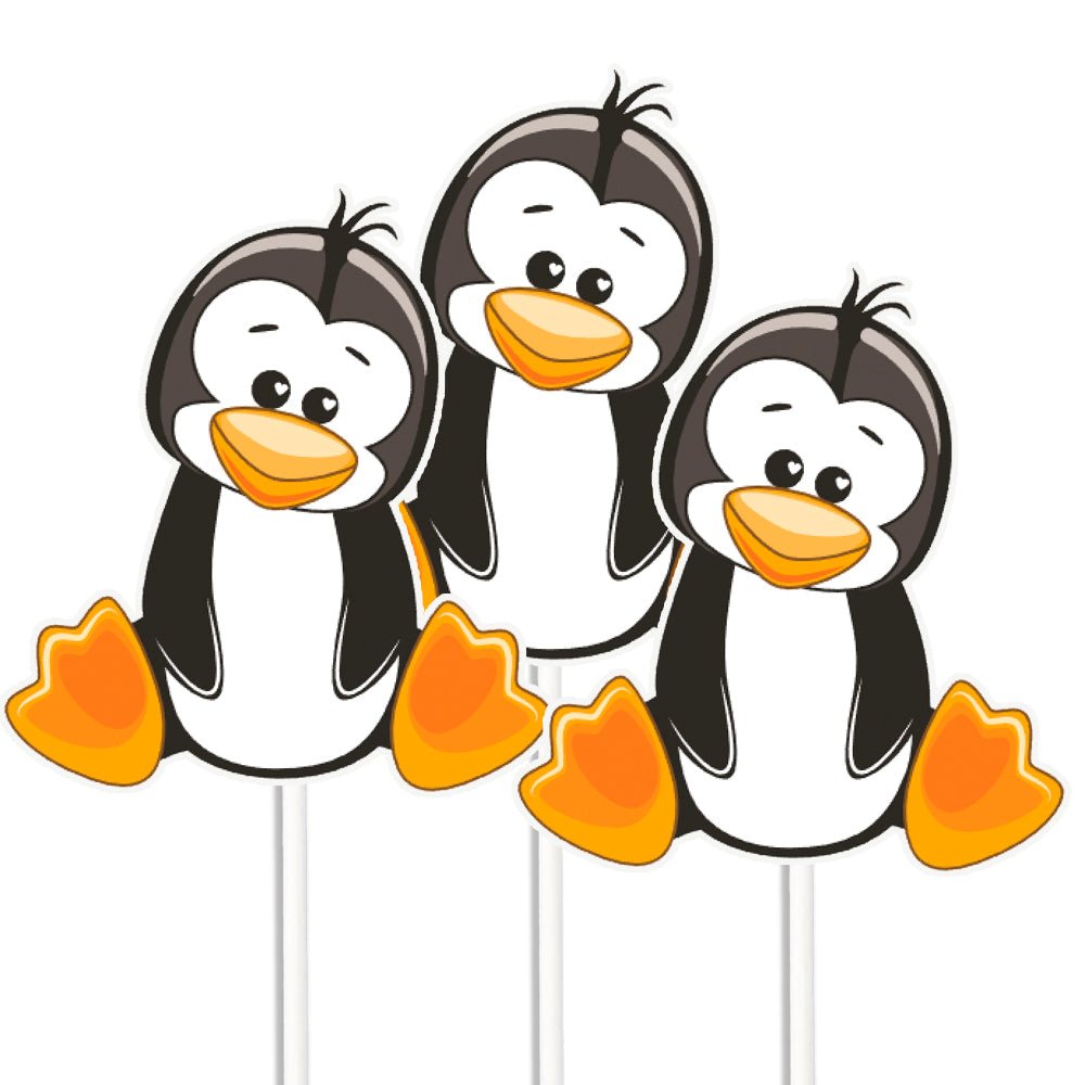 3 Penguin Centerpieces Table Decoration Birthday Baby Shower - Double sided Centerpieces --