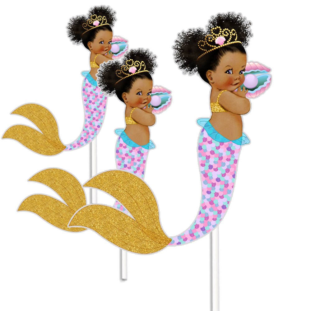 3 Rainbow Princess Centerpieces African American Birthday Table Decor -princess-princess baby shower