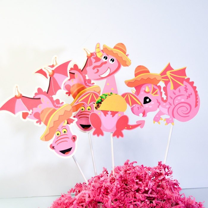 4 Taco Dragon Centerpieces, Taco Birthday Party, Taco Dragon Decoration, Taco Centerpiece Party, Dragon Birthday Supplies --