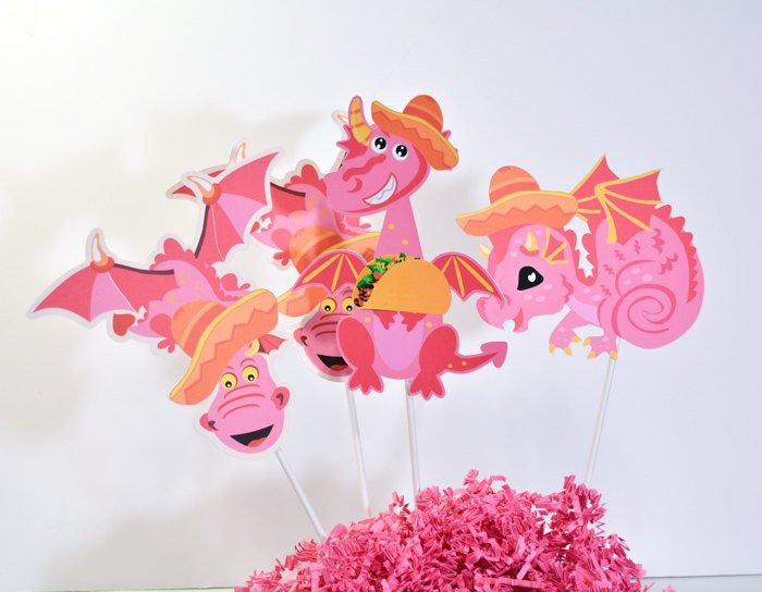 4 Taco Dragon Centerpieces, Taco Birthday Party, Taco Dragon Decoration, Taco Centerpiece Party, Dragon Birthday Supplies --