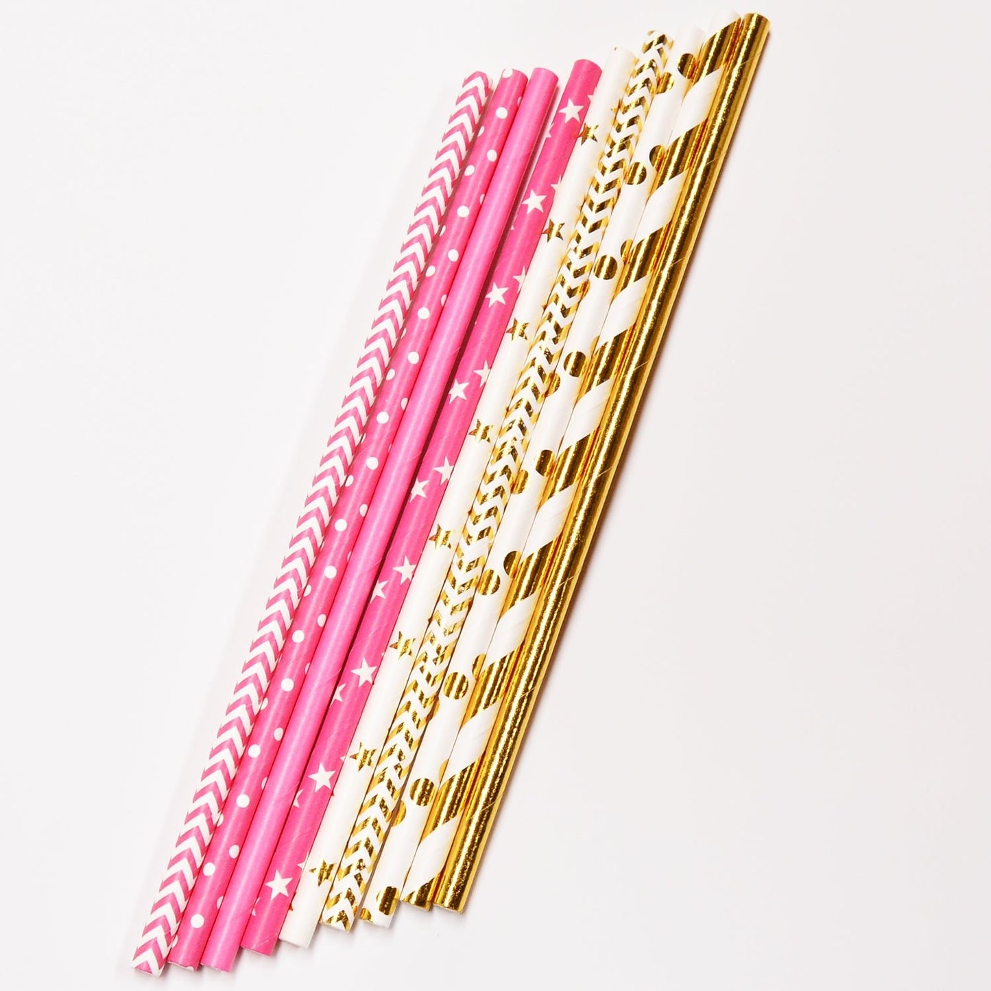 50 Pink and Gold Paper Straws, Pink Straws, Gold Straws, Princess Party Straws -princess-princess baby shower