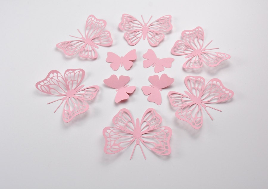 baby pink butterfly wall decor set on white background