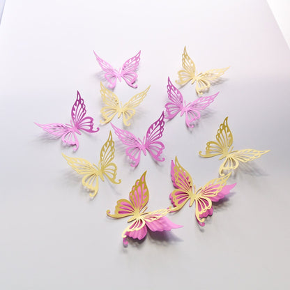 Butterfly wall decals displayed as a coordinated cluster for girls room or birthday party decor.