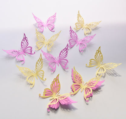 Cardstock butterfly wall stickers shown flat, highlighting the 2.7 x 3.5 inch size.