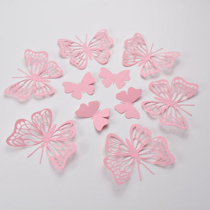 20 baby pink paper butterfly wall stickers