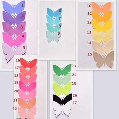 Paper butterfly decals with adhesive tabs for party and nursery decoration