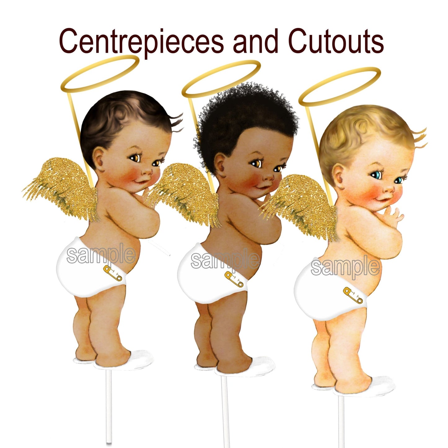 Angel Boy Baptism Party Decorations Centerpieces Cutouts Christening Celebration -Angel boy baptism party-Baptism