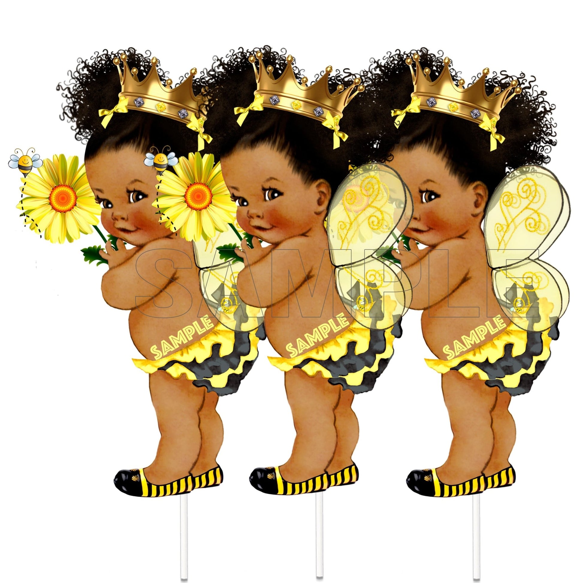 Baby Bee Girl Centerpieces African American Birthday Table Decor Little Princess -bee-bee girl birthday decoration